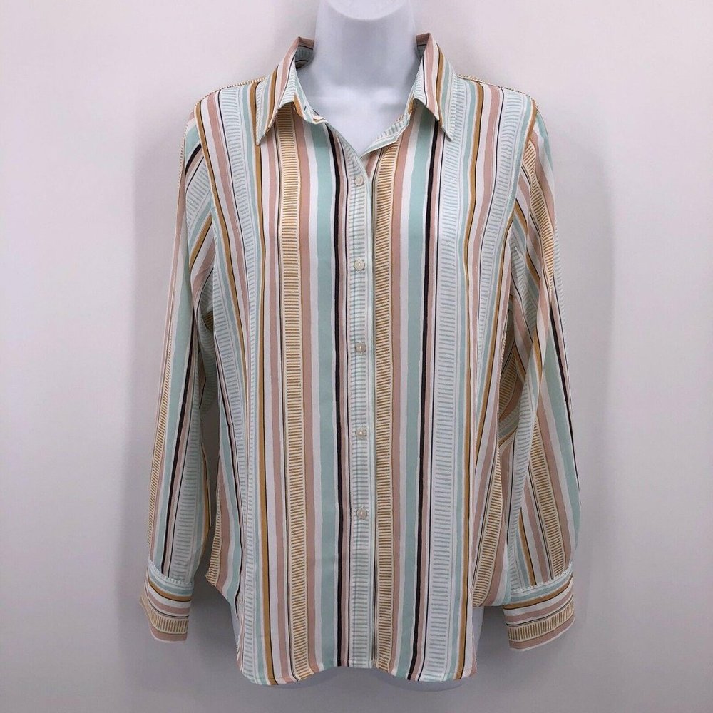 Rachel Zoe Pastel Striped Silky Blouse Shirt